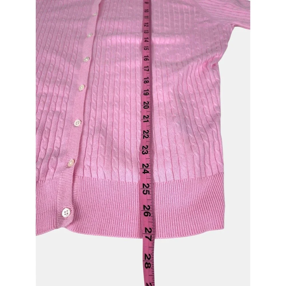 Vintage Lilly Pulitzer Pink Cable Knit Cardigan Cotton Y2K Preppy Classic Sz M